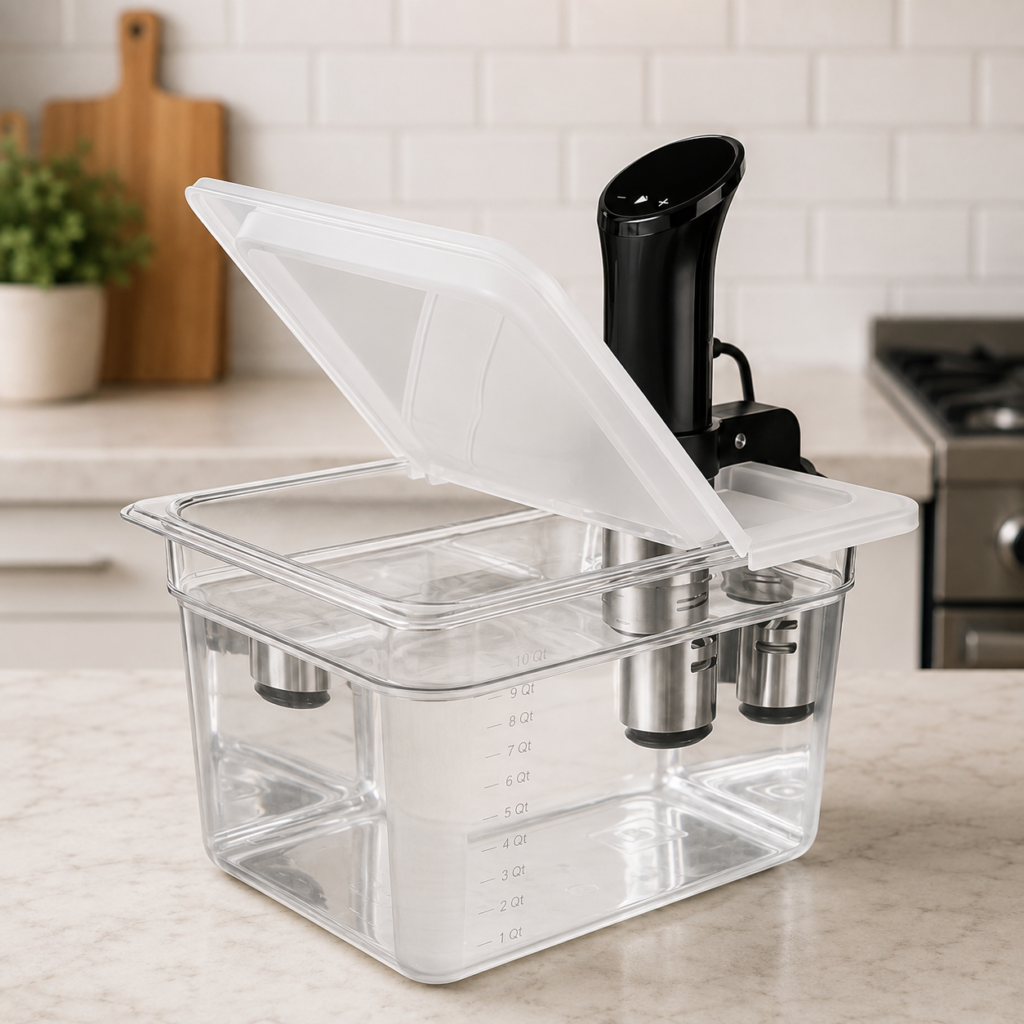 EVERIE 12-quart collapsible sous vide container EVC-12 with hinged lid for Anova-style circulators