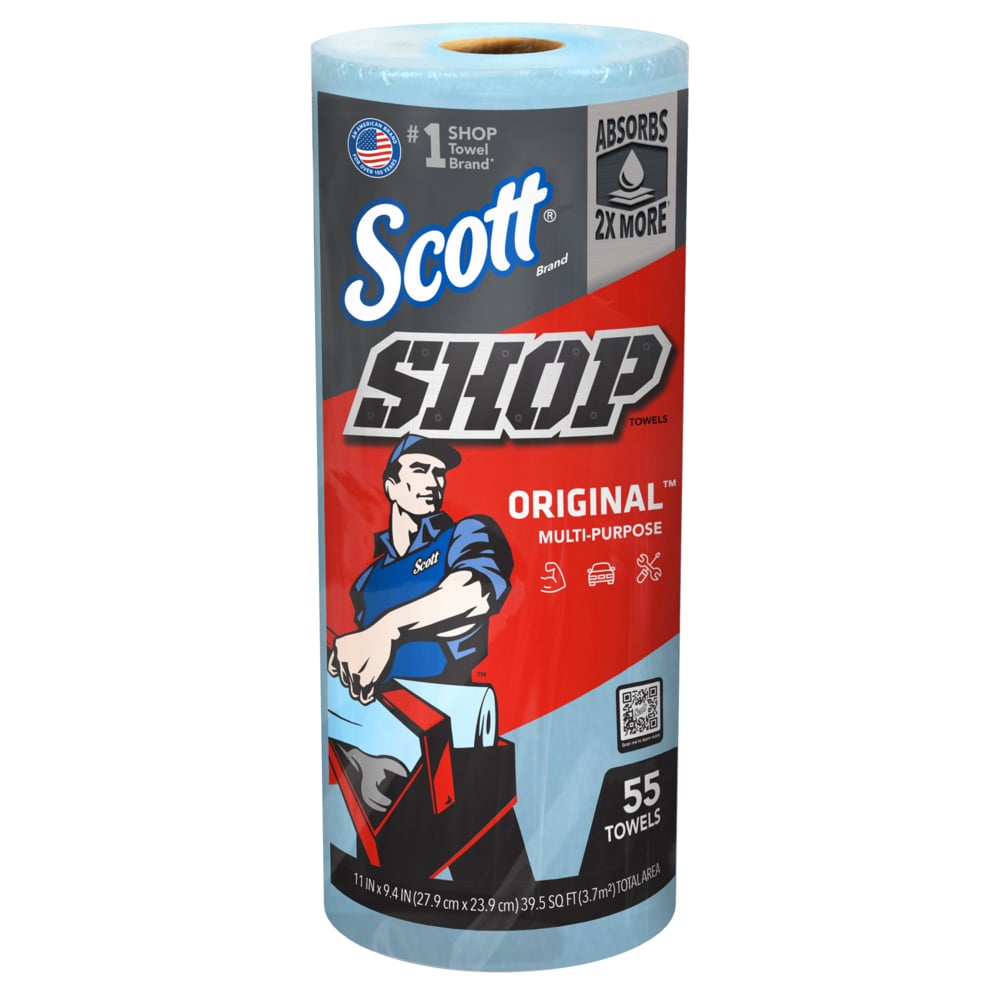 Scott Shop Towels Original 75147 blue heavy-duty disposable towels for automotive and industrial use